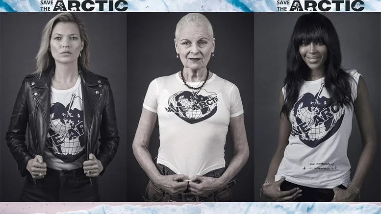 Η Βίβιαν Γουέστγουντ και μοντέλα με t-shirts Save The Arctic της Greenpeace.