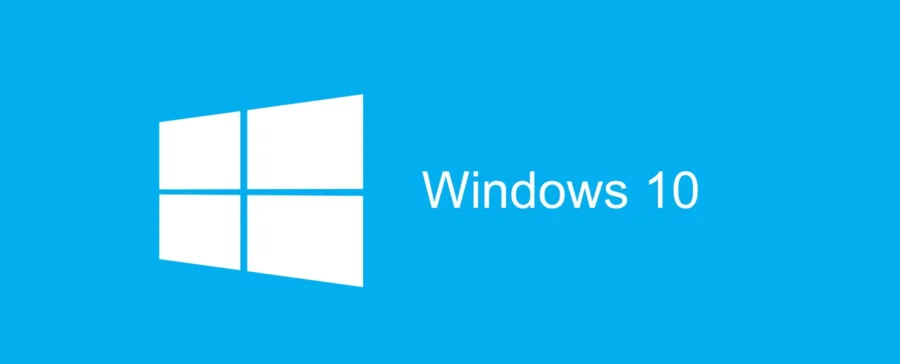 Το λογότυπο των Windows 10 σε μπλε φόντο.