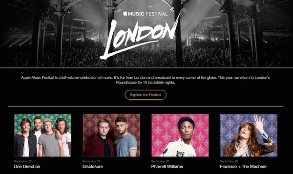 Pharrell και One Direction μερικοί από τους καλλιτέχνες που θα πάρουν μέρος στο Apple Music Festival 2015