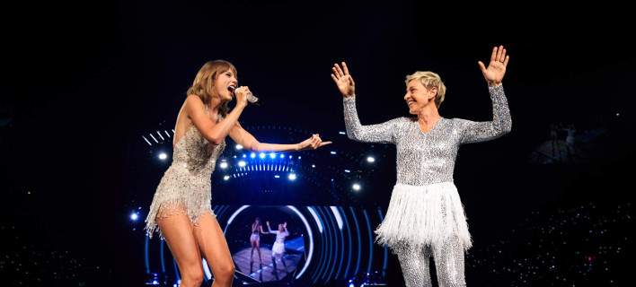 Η Taylor Swift και η Ellen DeGeneres στη σκηνή