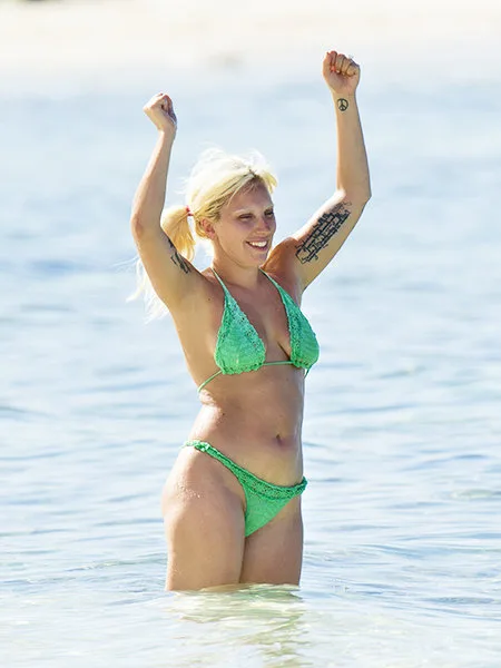 EXCLUSIVE: **PREMIUM RATES APPLY** Lady Gaga looking happy in the ocean as she continues her Bahamas vacation at Atlantis, Paradise Island, in the Bahamas.