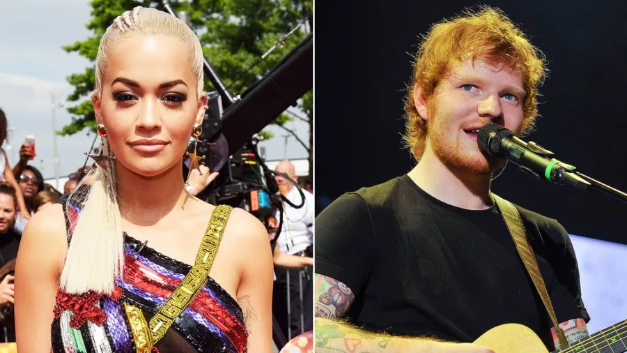 Η Rita Ora και ο Ed Sheeran σε κολλάζ φωτογραφιών.