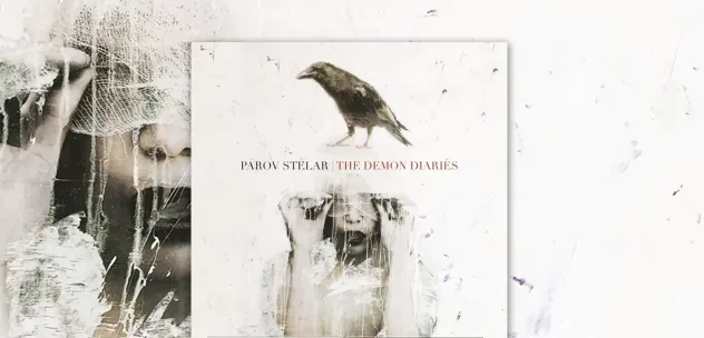 Το εξώφυλλο του άλμπουμ The Demon Diaries του Parov Stelar με ένα κοράκι και μια καλλιτεχνική φιγούρα.