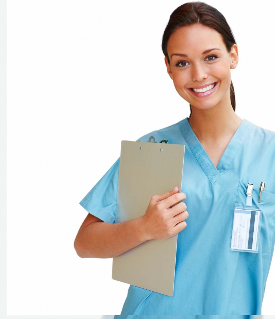 Young and confident nurse isolated on white background