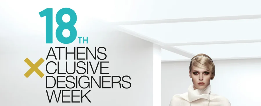 Αφίσα για την 18η Athens Xclusive Designers Week με μοντέλο.