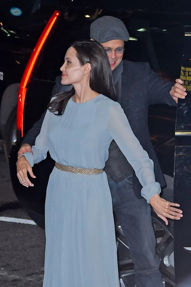 Angelina Jolie and Brad Pitt arrive to the screening of their movie "By the sea" at the "Directors Guild of America" theatre in Midtown, NYCPictured: Angelina Jolie and Brad Pitt Ref: SPL1165574 031115 Picture by: Splash News