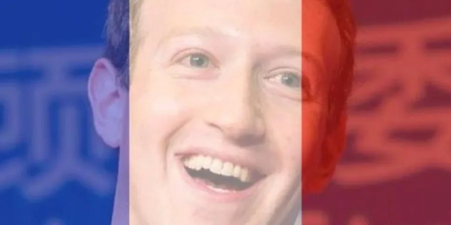 Ο Mark Zuckerberg με φίλτρο της γαλλικής σημαίας.
