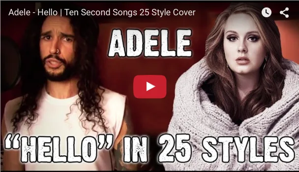 Ο Anthony Vincent και η Adele σε thumbnail βίντεο για το τραγούδι Hello.