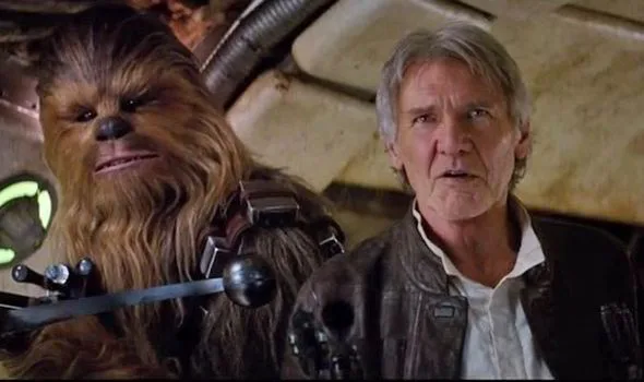 Ο Harrison Ford ως Han Solo και ο Chewbacca σε σκηνή από το Star Wars.