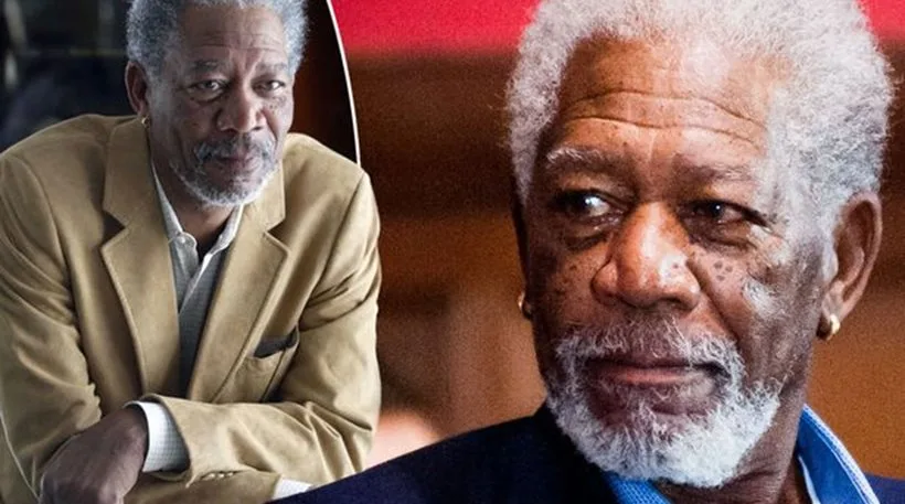 Ο ηθοποιός Morgan Freeman σε κοντινό πλάνο και σε φωτογραφία με κοστούμι.