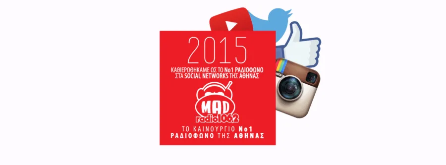 Γραφικό Mad Radio 106.2 για την πρωτιά στα social networks το 2015.