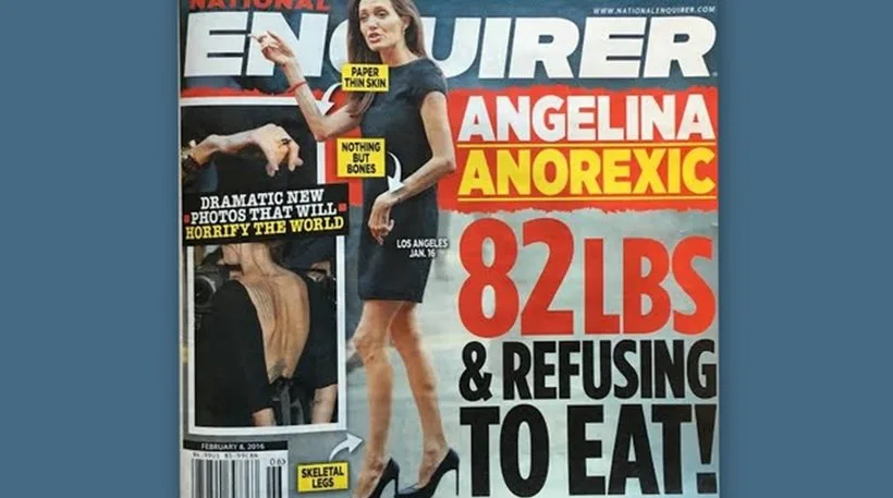 Εξώφυλλο του περιοδικού National Enquirer με την Angelina Jolie.