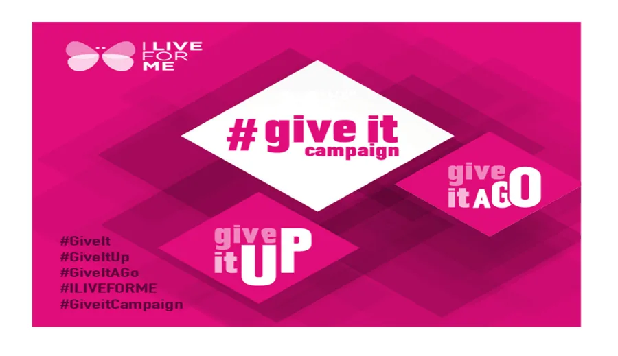Αφίσα της καμπάνιας #GiveitCampaign από το σωματείο I LIVE FOR ME.