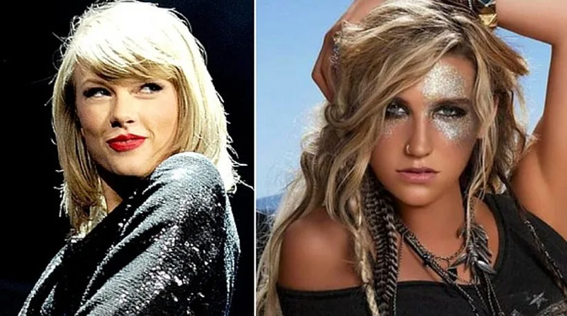 Η Taylor Swift και η Kesha σε κολλάζ φωτογραφιών.