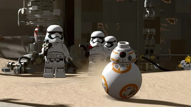 Lego φιγούρες Stormtroopers και το ρομπότ BB-8 από το παιχνίδι LEGO Star Wars: The Force Awakens.