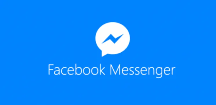 Το λογότυπο του Facebook Messenger σε μπλε φόντο.