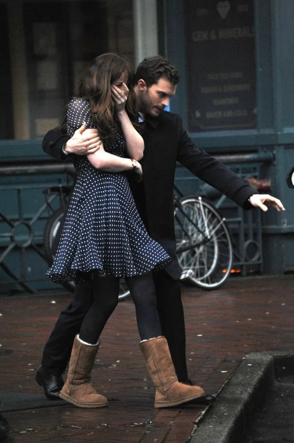 Dakota Johnson rushes into the arms of Jamie Dornan on set of Fifty Shades Darker in Vancouver!