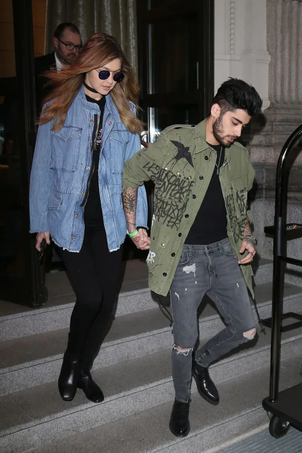 EXCLUSIVE: Gigi Hadid and Zayn Malik seen leaving their hotel in Milan, Italy