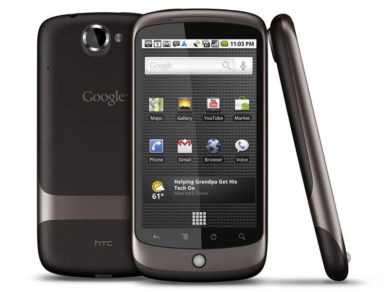 Τρεις όψεις του smartphone Nexus One από την HTC.