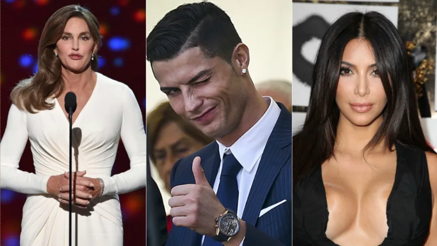 Κολάζ με την Caitlyn Jenner, τον Cristiano Ronaldo και την Kim Kardashian.