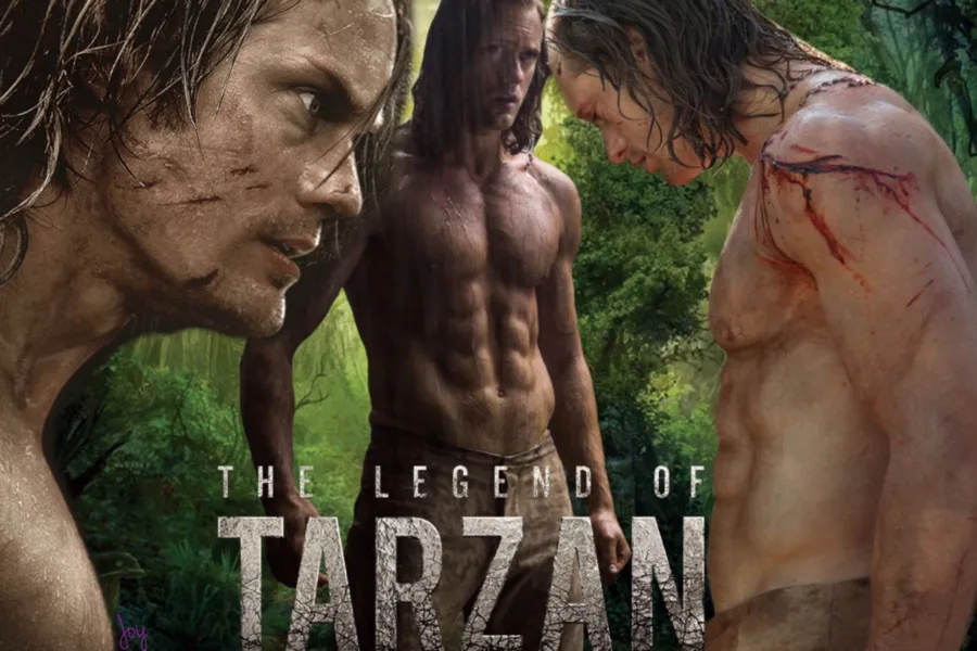 Ο Alexander Skarsgård ως Ταρζάν σε τρία διαφορετικά πλάνα από την ταινία The Legend of Tarzan.
