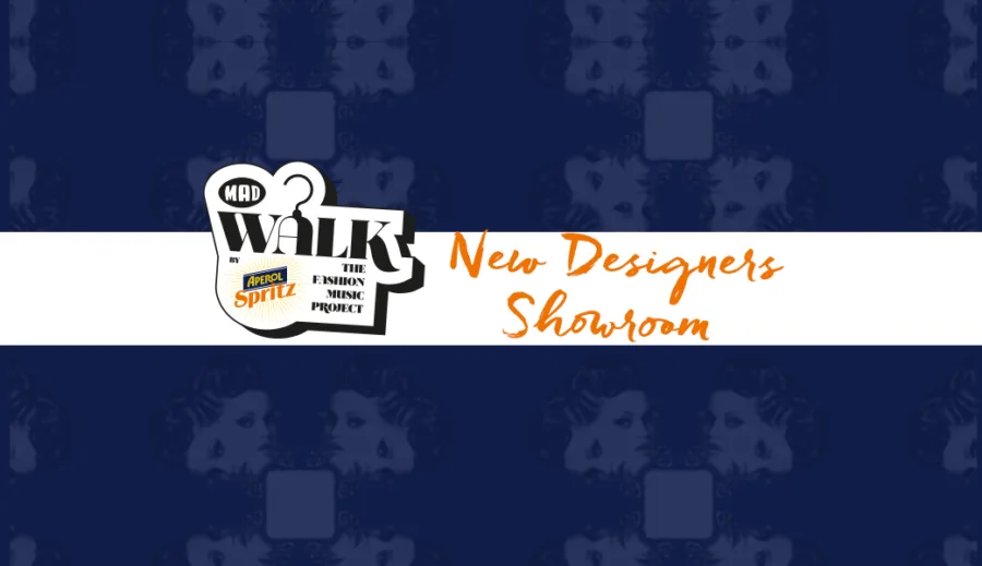 Λογότυπο MadWalk 2016 by Aperol Spritz και τίτλος New Designers Showroom.