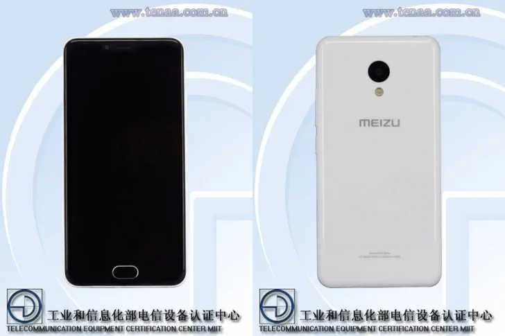 Εμπρόσθια και οπίσθια όψη του smartphone Meizu m3 σε λευκό χρώμα.