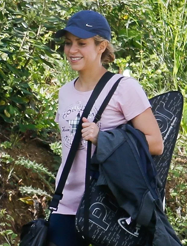 Shakira heads to and from a tennis lesson at courts in Barcelona