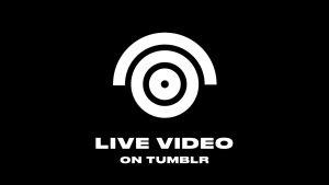 Το λογότυπο του Tumblr Live Video σε μαύρο φόντο.
