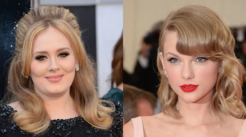Η Adele και η Taylor Swift σε κολλάζ φωτογραφιών.