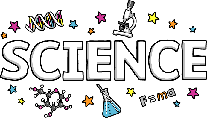 Εικονογράφηση με τη λέξη SCIENCE και επιστημονικά σύμβολα.