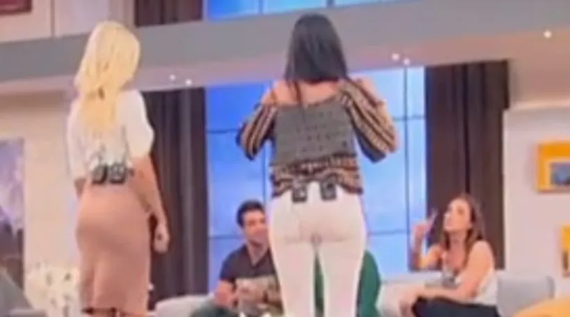 Η Κατερίνα Καινούργιου σε τηλεοπτικό πλατό