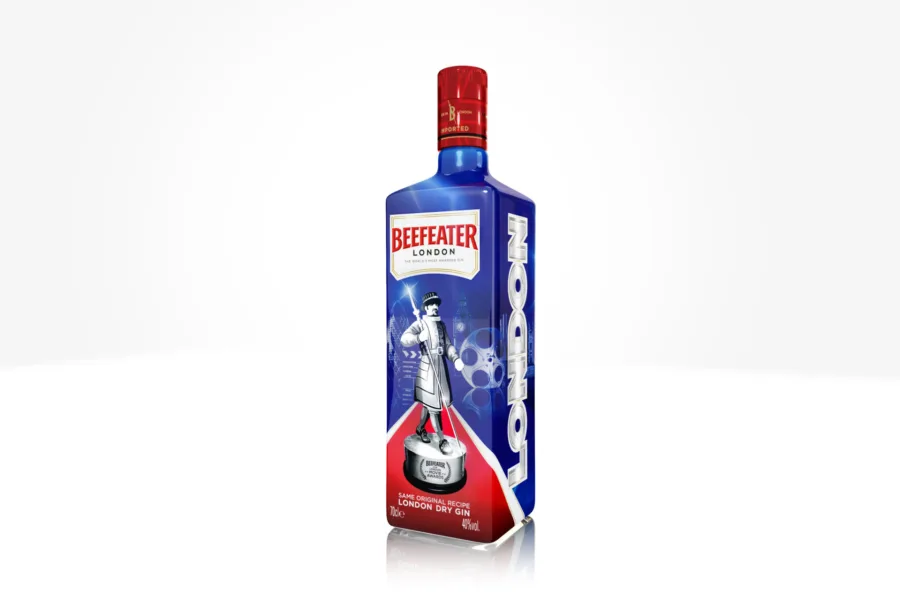 Συλλεκτική φιάλη Beefeater London Dry Gin με κινηματογραφικό θέμα.