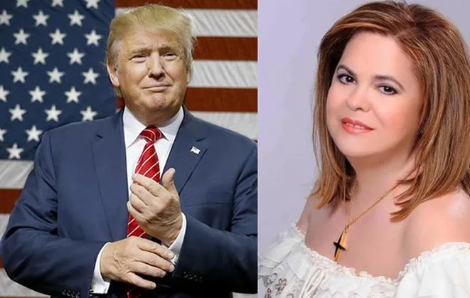 Ο Donald Trump και η Έφη Θώδη σε σύνθεση φωτογραφιών.