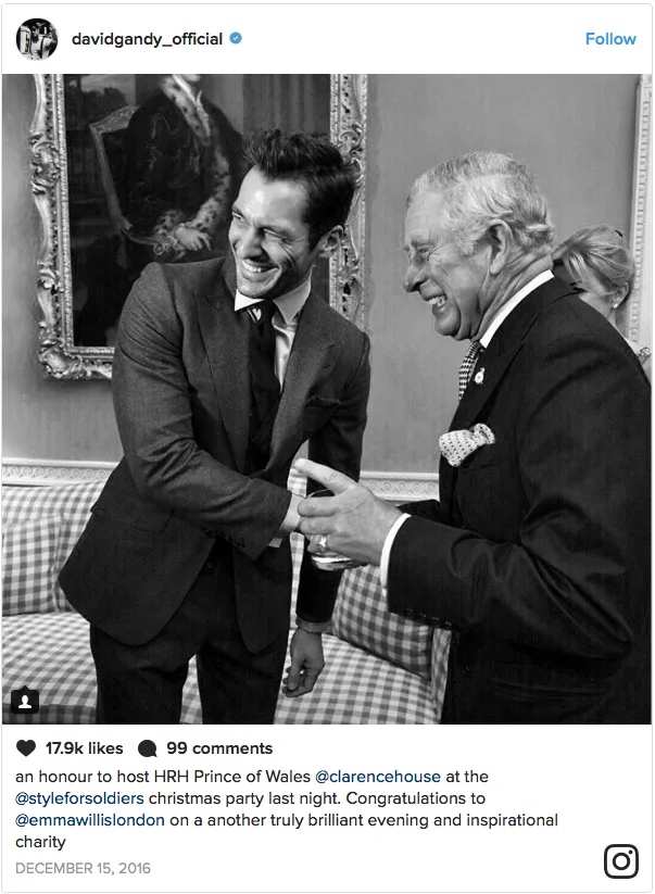 Ο David Gandy σε χειραψία με τον τότε Πρίγκιπα Κάρολο.