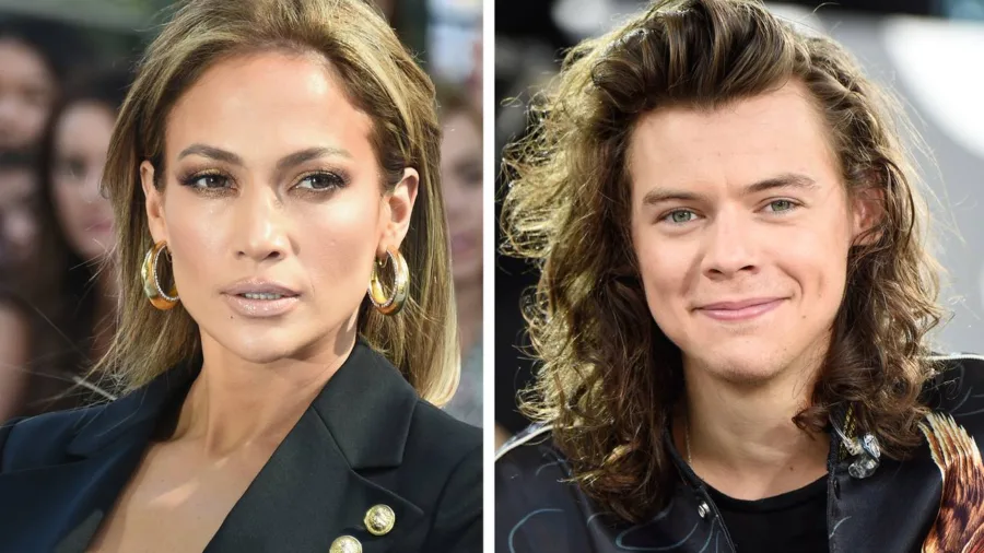 Η Jennifer Lopez και ο Harry Styles σε κολλάζ φωτογραφιών.