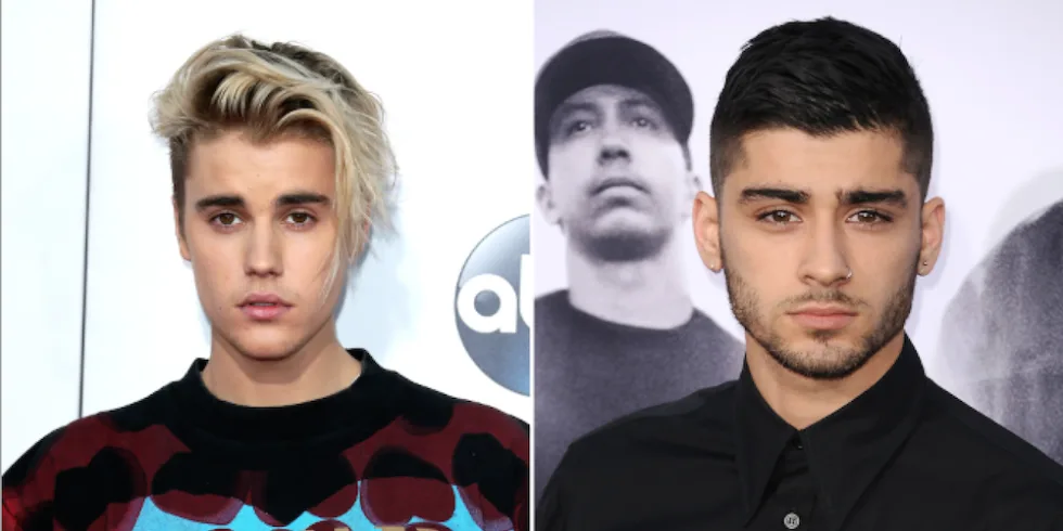 Ο Justin Bieber και ο Zayn Malik σε κολλάζ φωτογραφιών.