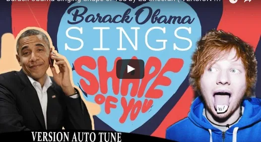 Ο Barack Obama και ο Ed Sheeran σε κολάζ για το τραγούδι Shape of You.