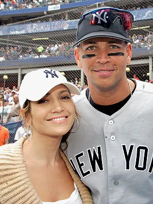 Η Jennifer Lopez και ο Alex Rodriguez σε γήπεδο baseball.