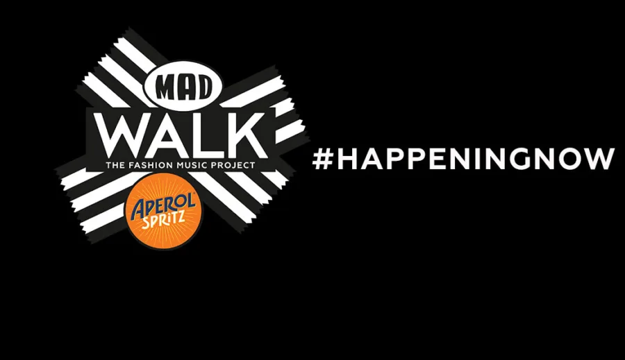 Λογότυπο MadWalk 2017 By Aperol Spritz με το hashtag #HAPPENINGNOW