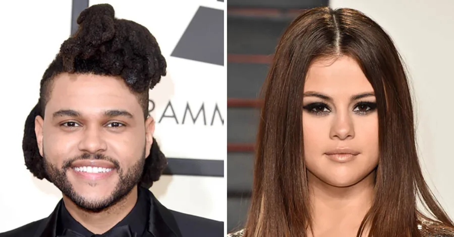 Ο Weeknd και η Selena Gomez σε κολλάζ φωτογραφιών.