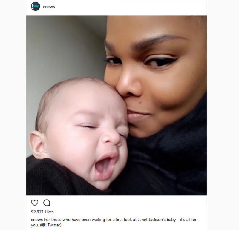 Η Janet Jackson με το μωρό της Eissa σε κοντινό πλάνο.