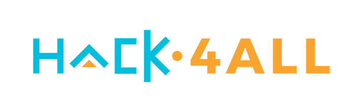 Το λογότυπο του Hack.4all σε γαλάζιο και πορτοκαλί χρώμα.