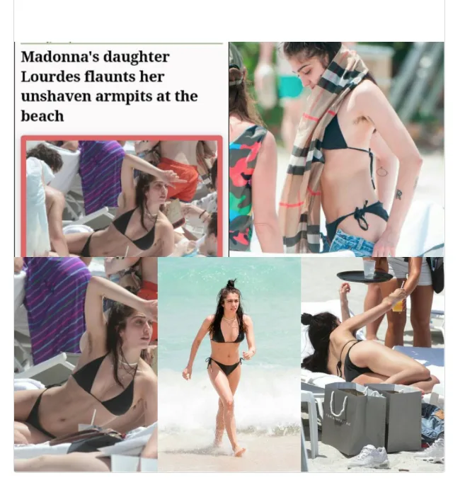 Η Λούρδη, κόρη της Madonna, σε παραλία με μαύρο μπικίνι.