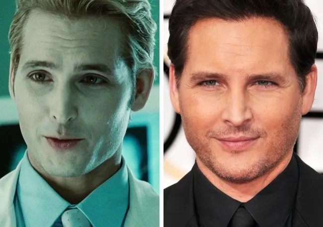 Κολάζ με τον Peter Facinelli ως Carlisle Cullen στο Twilight και σε πρόσφατη εμφάνιση.