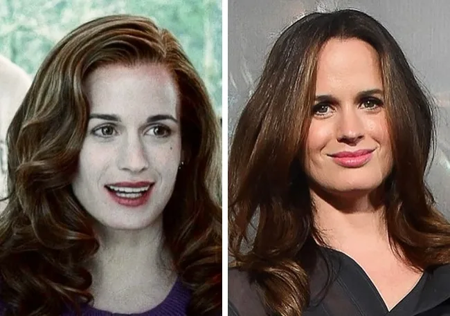 Κολάζ με δύο φωτογραφίες της Elizabeth Reaser από την εποχή του Twilight και σήμερα.