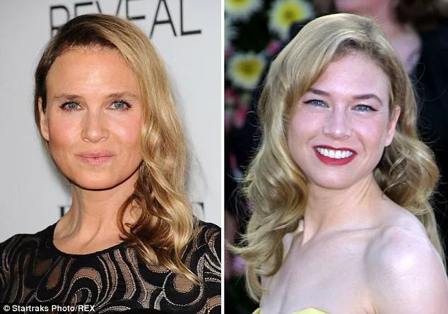 Δύο φωτογραφίες της Renee Zellweger σε διαφορετικές χρονικές περιόδους.