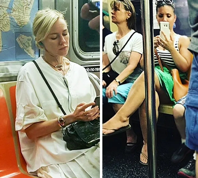 Η Naomi Watts στο μετρό και μια θαυμάστρια που την φωτογραφίζει κρυφά.