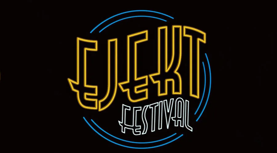 Το λογότυπο του Ejekt Festival σε μαύρο φόντο.