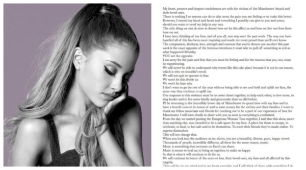 “Δεν θα αφήσουμε το μίσος να νικήσει”: Η Ariana Grande δημοσιεύει ένα συγκινητικό μήνυμα για την τραγωδία στο Manchester